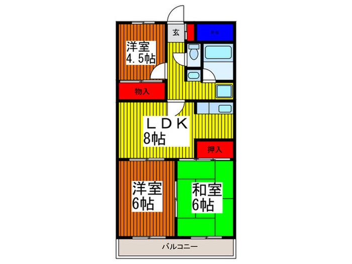 サンケイハイツ川口(3LDK/2階)の間取り写真