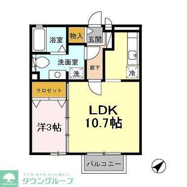 チェリーバレー(1LDK/2階)の間取り写真