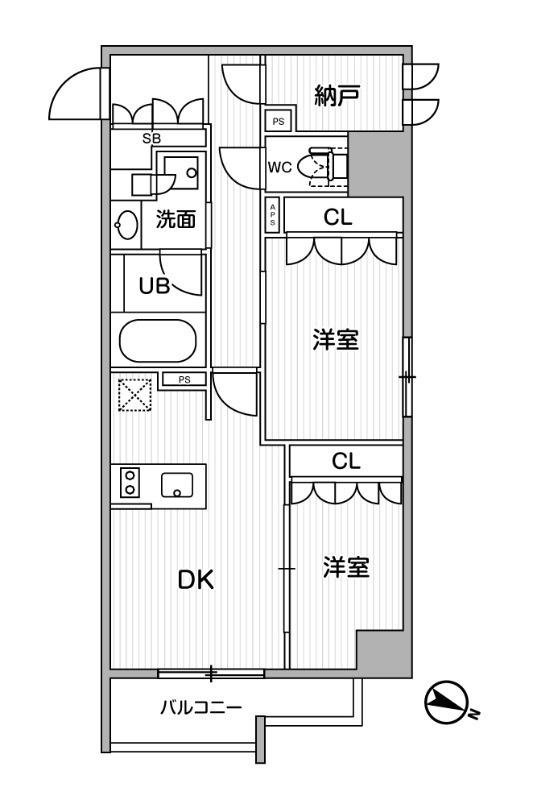シーズンフラッツ新大塚(2SDK/1階)の間取り写真