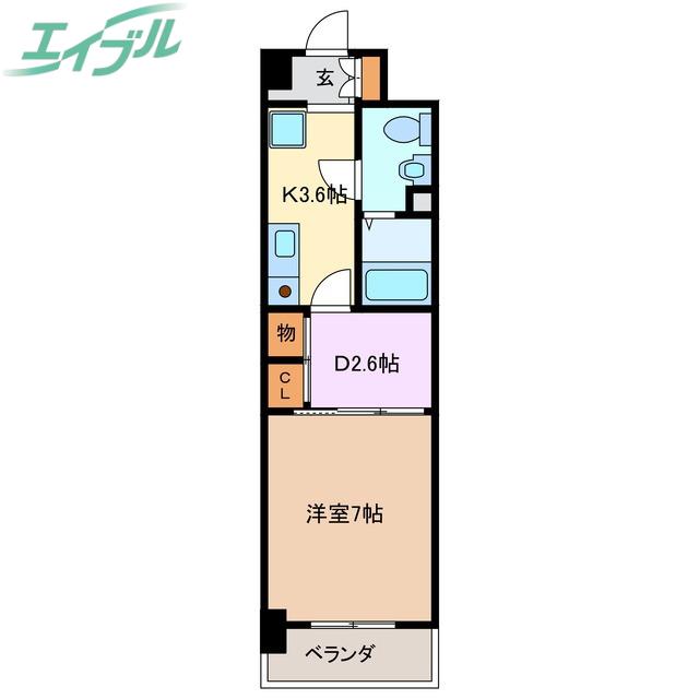 K.プレイス(1DK/3階)の間取り写真