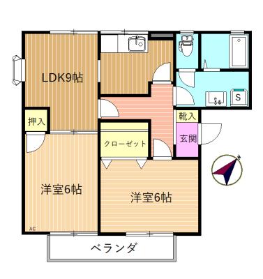 パークハイムC(2LDK/2階)の間取り写真