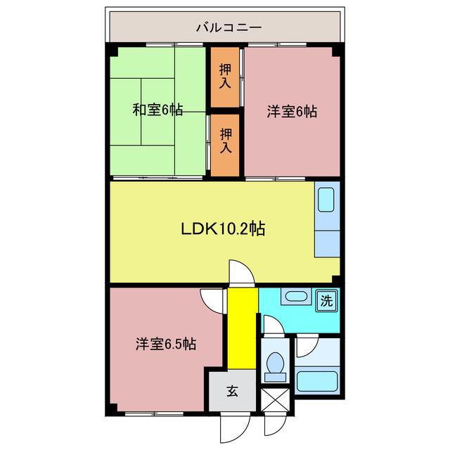 岩間口ハイツ(3DK/3階)の間取り写真
