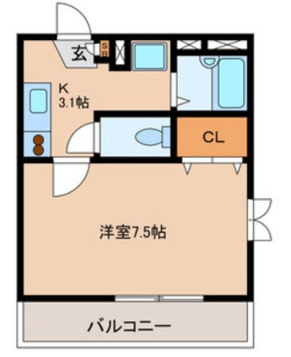 メゾンユタカ(1K/2階)の間取り写真