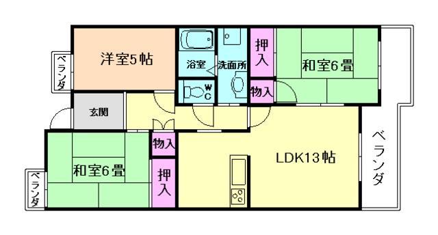 T・フリーデンハイム2(3LDK/4階)の間取り写真