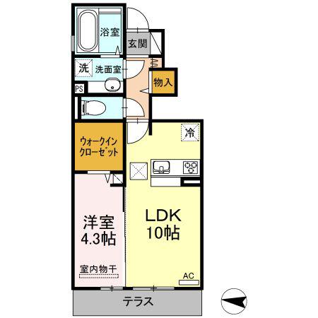 シャルム花立(1LDK/1階)の間取り写真