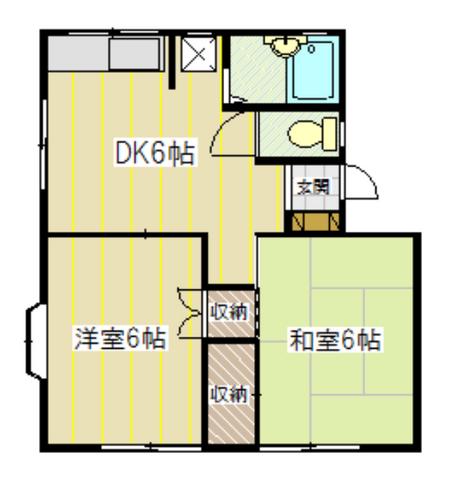 ハイツ唐沢2(2DK/2階)の間取り写真