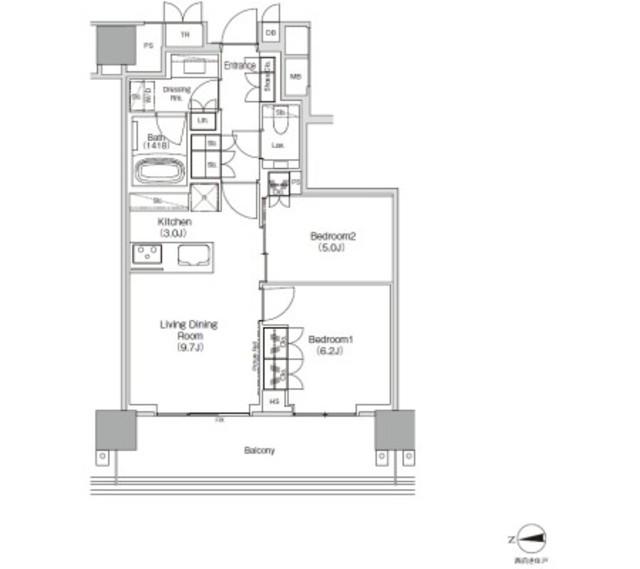 JIYUGAOKA MUSE SQUARE THE RESIDENCE(2LDK/10階)の間取り写真