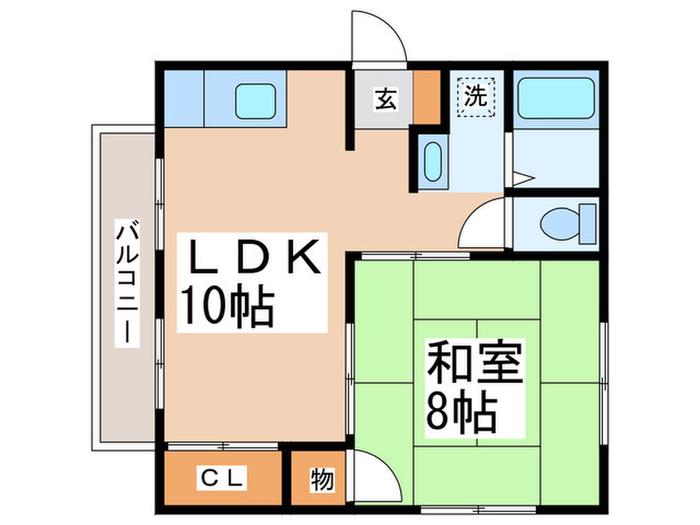 平野コーポ(1LDK/2階)の間取り写真