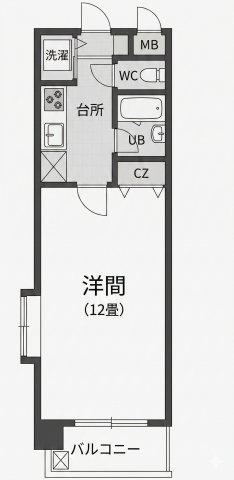 ダイアモンド新白河IV(1DK/4階)の間取り写真