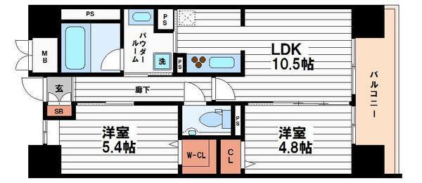 ル・セル上町台(2LDK/8階)の間取り写真
