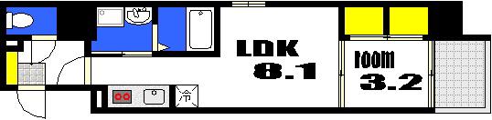 S-RESIDENCE宇品海岸(1LDK/10階)の間取り写真