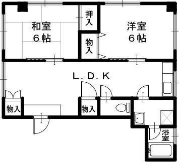 ヘイアンビル(2LDK/3階)の間取り写真