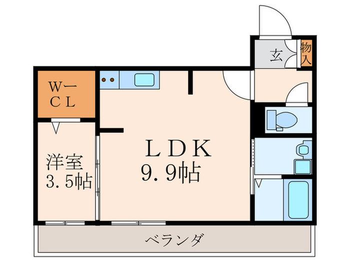 ロイヤルシティ黒崎(1LDK/3階)の間取り写真