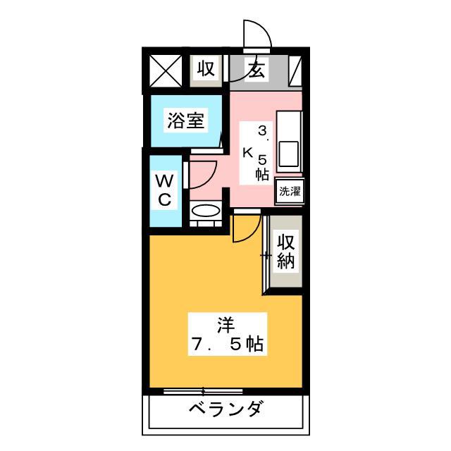 コーポハウスカモン(1K/2階)の間取り写真