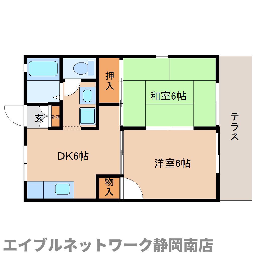 カランブールSA棟(2DK/1階)の間取り写真