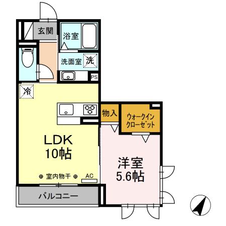 ソレイユ(1LDK/2階)の間取り写真