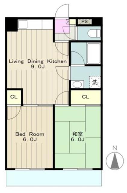 エスティ土屋(2LDK/3階)の間取り写真