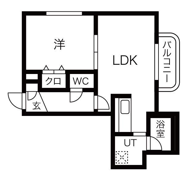 エスポワール(1LDK/2階)の間取り写真