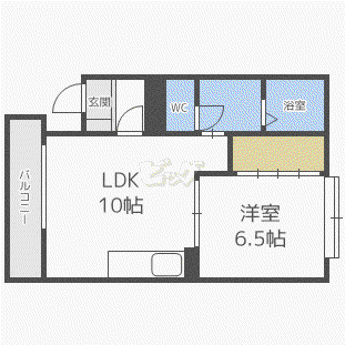 西麻生弐番館(1LDK/4階)の間取り写真
