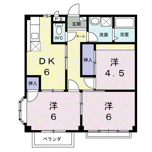 オーキッドハイツ(3DK/2階)の間取り写真
