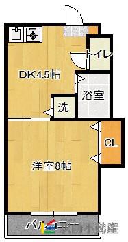 冨士コーポラスII(1DK/3階)の間取り写真