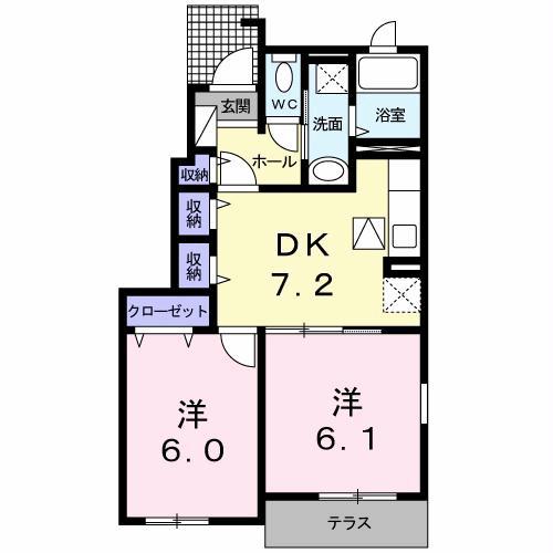 フォレスト ヴィラA(2DK/1階)の間取り写真