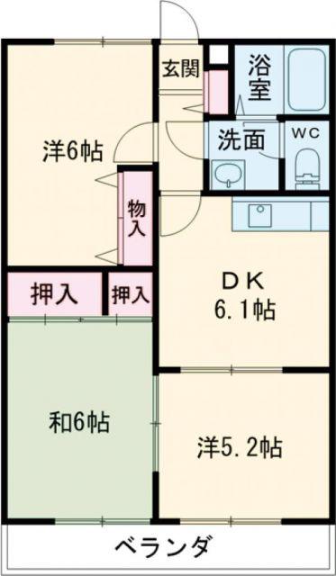 ハイツM1(3DK/2階)の間取り写真