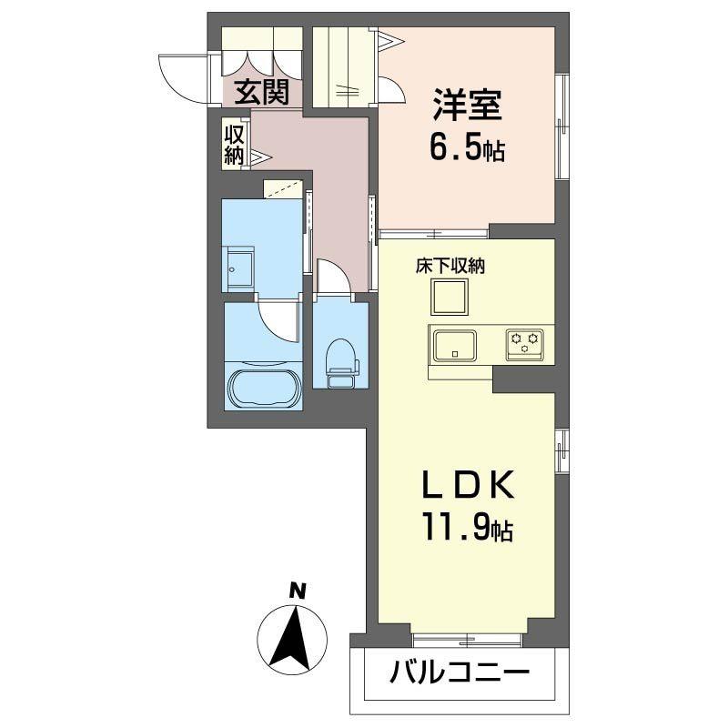 ティーケー幕張本郷(1LDK/1階)の間取り写真