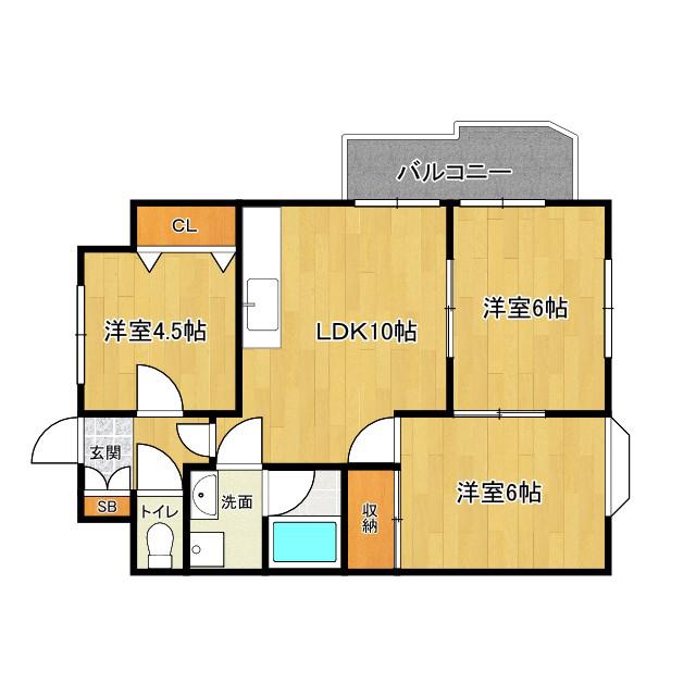 松栄マンション(3LDK/3階)の間取り写真