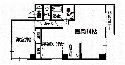 トーワグリーンヒル6条(2LDK/5階)の間取り写真