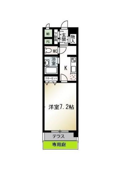 東武東上線 朝霞駅 徒歩10分 5階建 築25年(1K/1階)の間取り写真