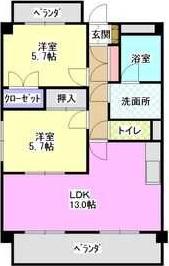 レージュ東栄(2LDK/3階)の間取り写真