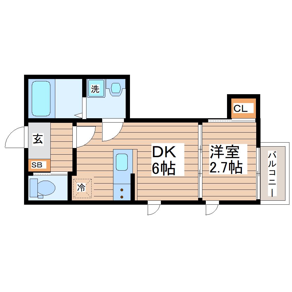 ガス割第16弾 太子堂AP(1DK/2階)の間取り写真