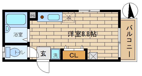AIROSA七里(ワンルーム/2階)の間取り写真