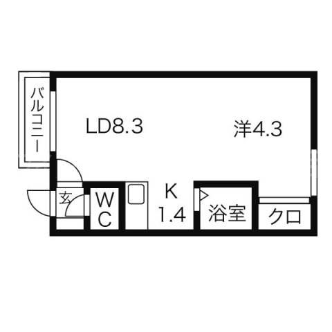 カサデューク平岸85(1LDK/2階)の間取り写真
