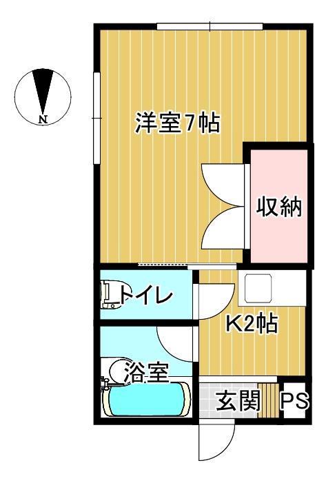 ハルヤマハイツ(1K/2階)の間取り写真