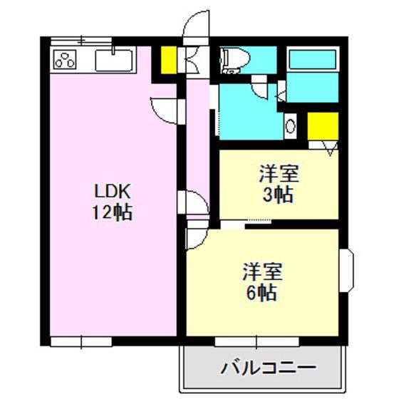 グリーンハイツ豊岡(2LDK/2階)の間取り写真