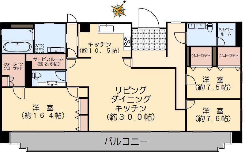 ロイヤルタワー春日(3SLDK/12階)の間取り写真