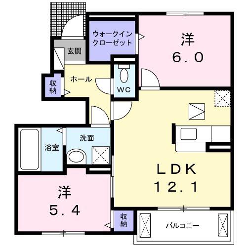シェルマンIII(2LDK/1階)の間取り写真
