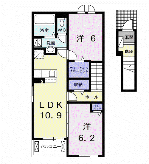 アルカディアII(2LDK/2階)の間取り写真