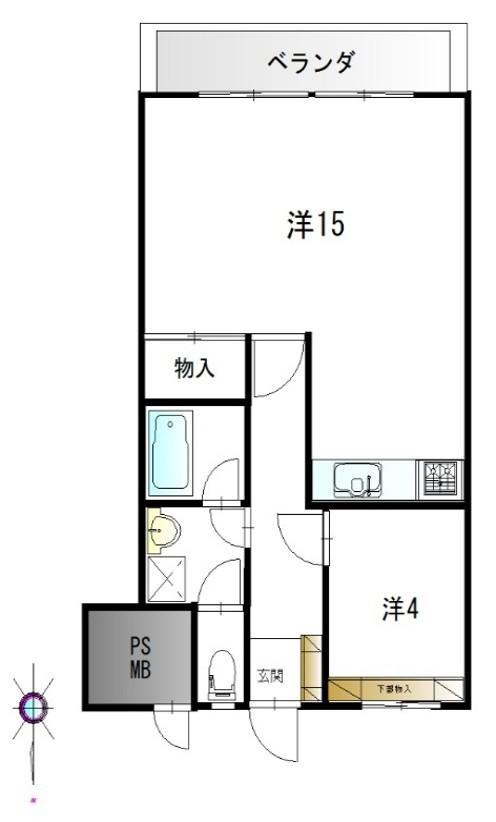 レジェンシア西荻(1LDK/1階)の間取り写真