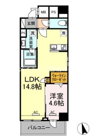 ベルオレイル(1LDK/5階)の間取り写真