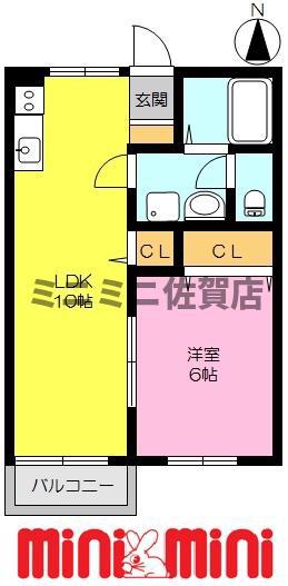 コーポラス神野II(1LDK/1階)の間取り写真
