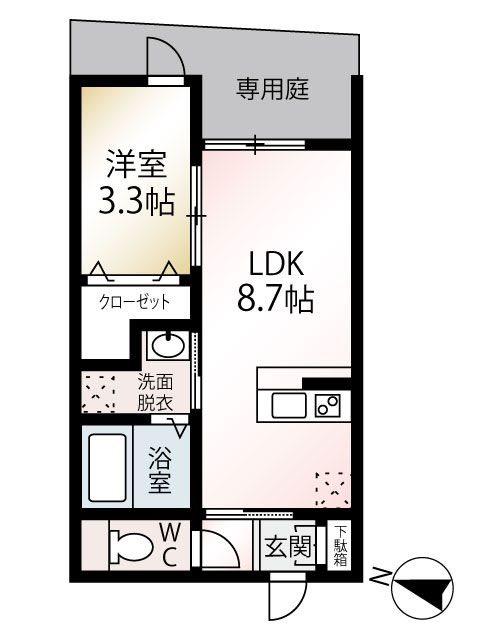 スペリオール二日市(1LDK/1階)の間取り写真