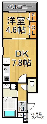フジパレス小松南町(1DK/2階)の間取り写真