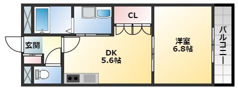 ONES(1DK/2階)の間取り写真