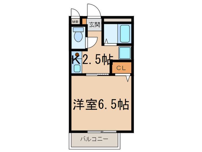 セイシェルI(1K/2階)の間取り写真