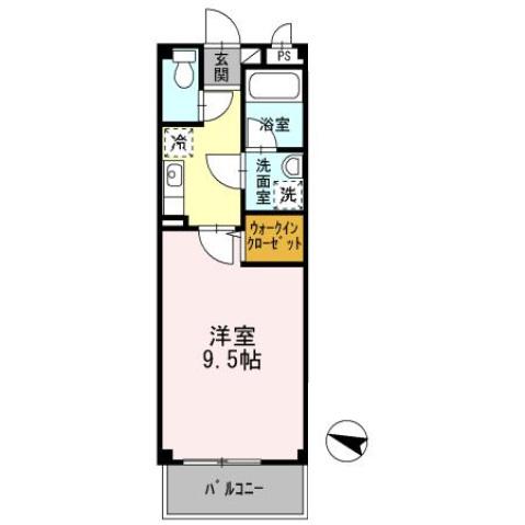 イミソーレ(1K/1階)の間取り写真