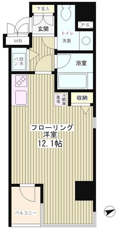 テラス麻布十番(ワンルーム/4階)の間取り写真