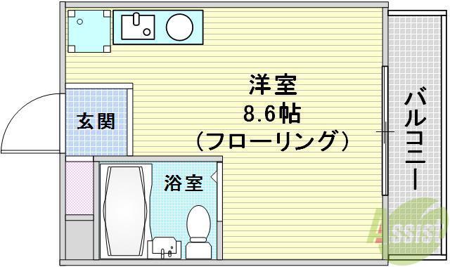 ユキハウス泉町(ワンルーム/3階)の間取り写真
